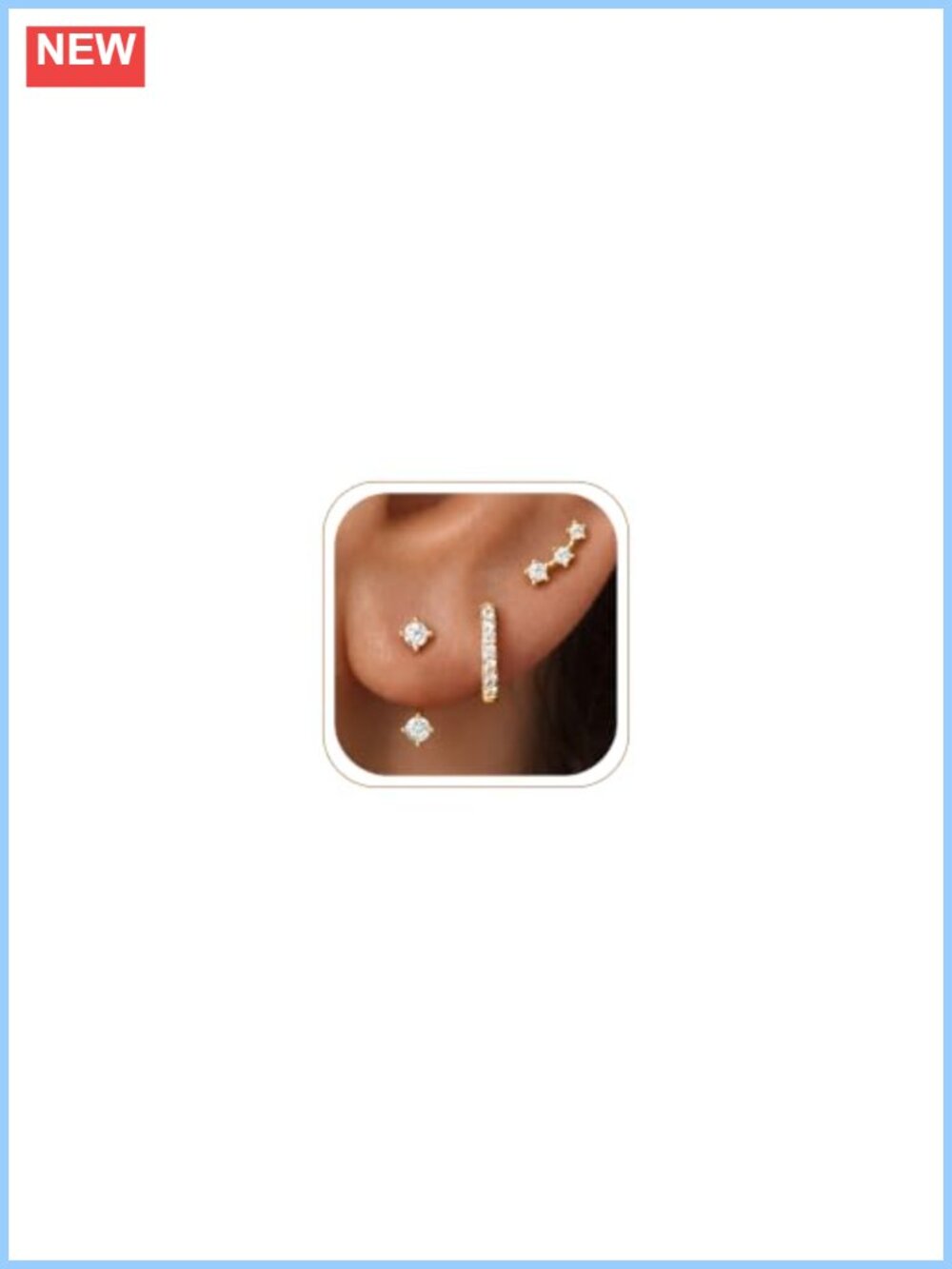3 Pairs Gold Plated Small Stud Huggie Hoop Earring Jackets Set for Women